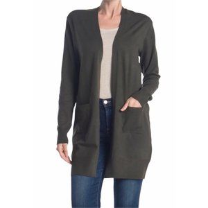 NWT Sweet Romeo Simple open Drape Pocket Loden Green Cardigan